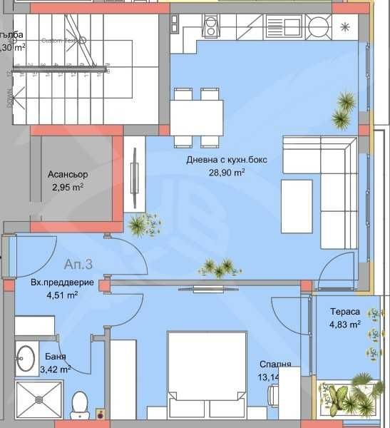 Двустаен апартамент в Асеновград - 60 кв.м за 1029 €/кв.м - Снимка #1