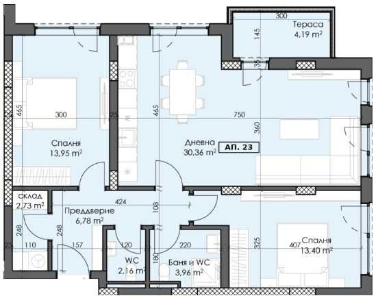 Тристаен апартамент в Пловдив, Тракия - 116 кв.м за 1083 €/кв.м - Снимка #1