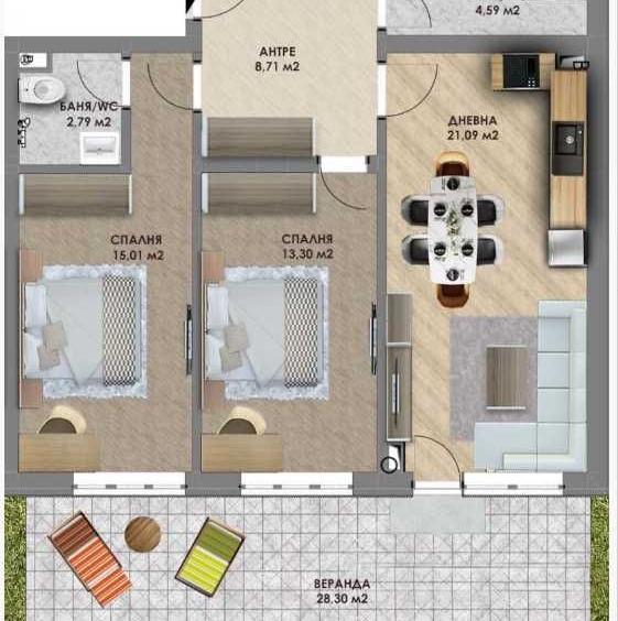 Тристаен апартамент в Пловдив, Христо Смирненски - 89 кв.м за 978 €/кв.м - Снимка #1