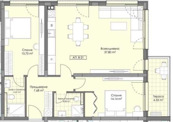 Тристаен апартамент в Пловдив, Остромила - 105 кв.м за 1260 €/кв.м - Снимка #1