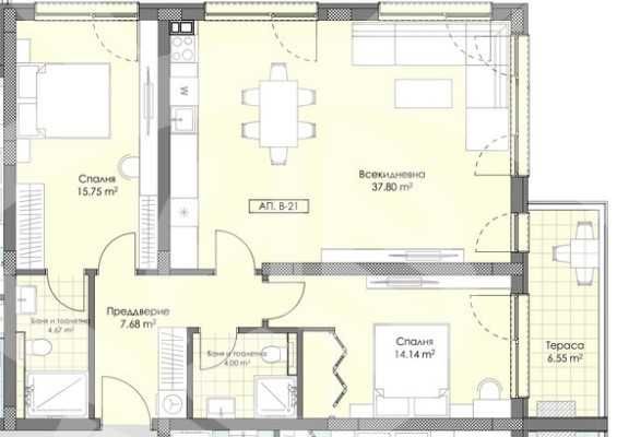 Тристаен апартамент в Пловдив, Остромила - 105 кв.м за 643 €/кв.м - Снимка #1