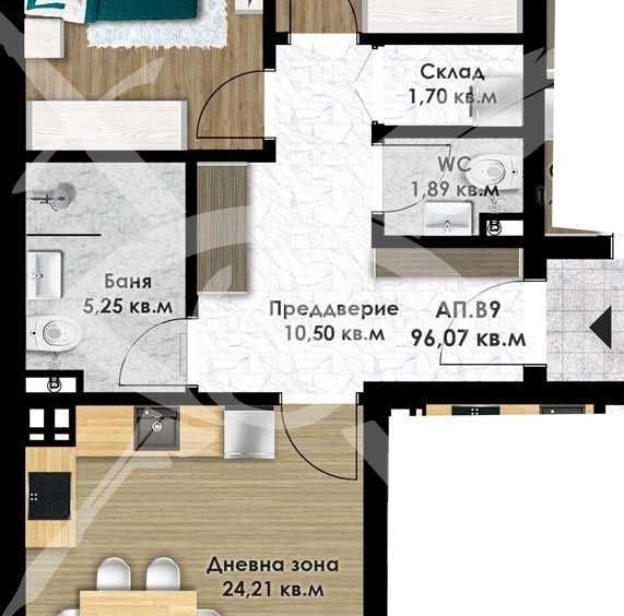 Тристаен апартамент в Пловдив, Остромила - 111 кв.м за 482 €/кв.м - Снимка #1