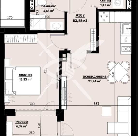 Двустаен апартамент в Бургас, Изгрев - 62 кв.м за 1226 €/кв.м - Снимка #1