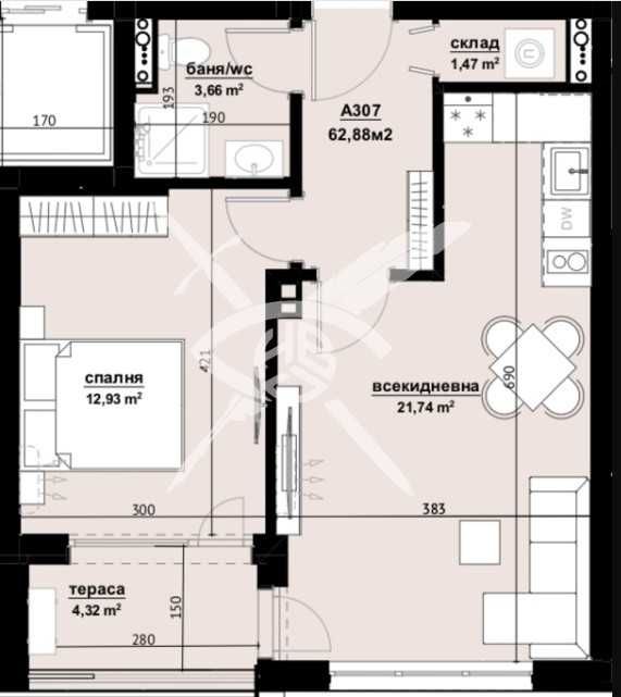 Двустаен апартамент в Бургас, Изгрев - 62 кв.м за 1226 €/кв.м - Снимка #1