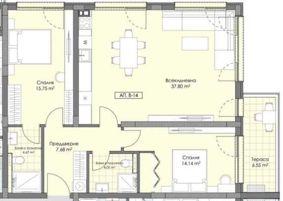 Тристаен апартамент в Пловдив, Остромила - 122 кв.м за 1084 €/кв.м - Снимка #1