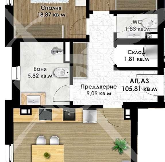 Тристаен апартамент в Пловдив, Остромила - 121 кв.м за 852 €/кв.м - Снимка #1