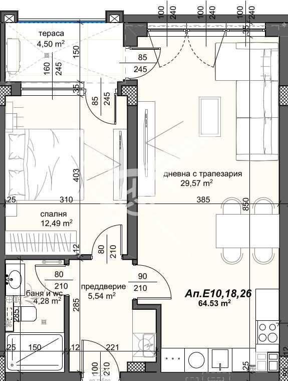 Двустаен апартамент в Пловдив, Тракия - 79 кв.м за 1246 €/кв.м - Снимка #1