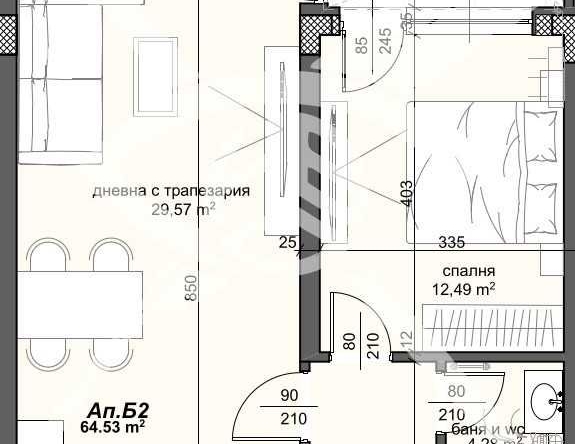 Двустаен апартамент в Пловдив, Тракия - 80 кв.м за 1393 €/кв.м - Снимка #1