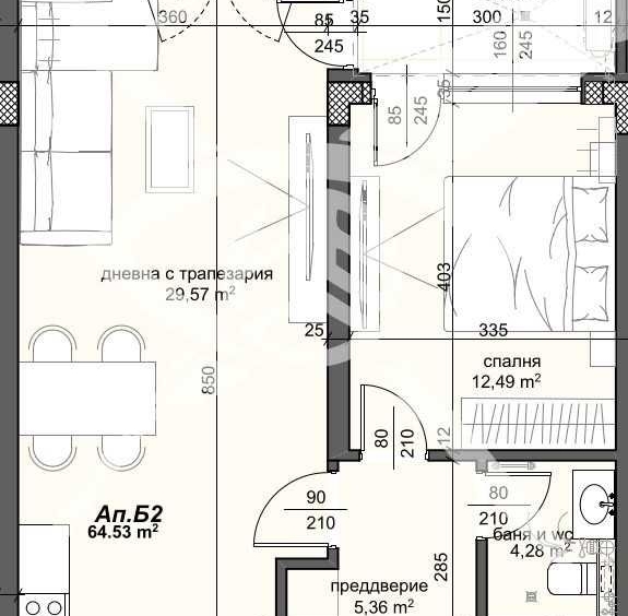 Двустаен апартамент в Пловдив, Тракия - 80 кв.м за 1393 €/кв.м - Снимка #1