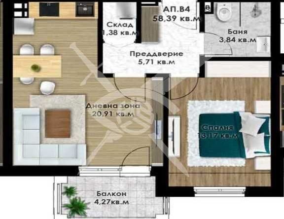 Двустаен апартамент в Пловдив, Остромила - 70 кв.м за 483 €/кв.м - Снимка #1