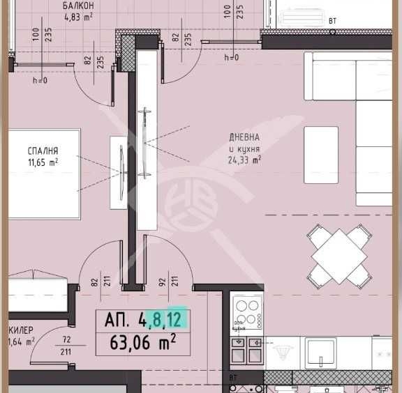 Двустаен апартамент в Пловдив, Христо Смирненски - 74 кв.м за 853 €/кв.м - Снимка #1
