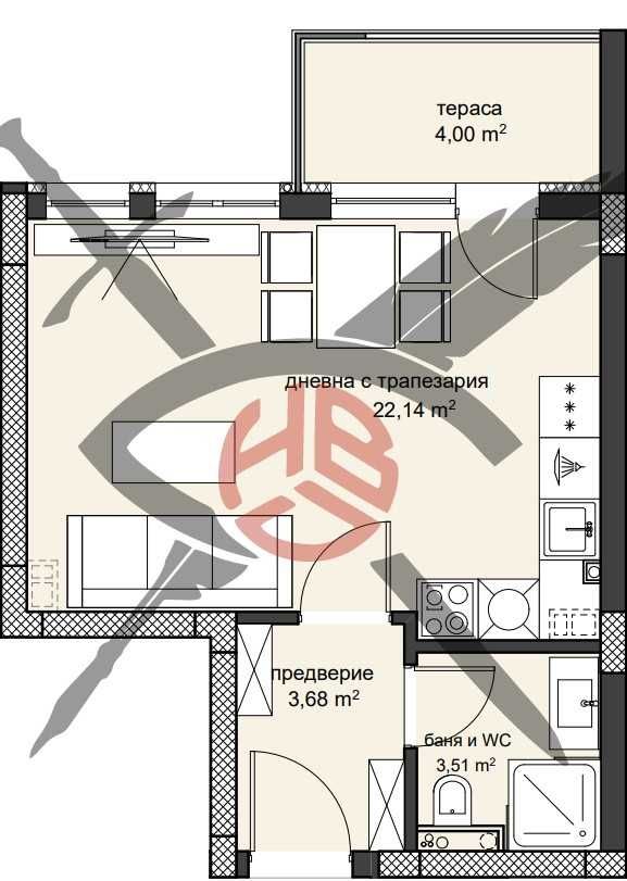 Едностаен апартамент в Пловдив, Христо Смирненски - 48 кв.м за 979 €/кв.м - Снимка #1