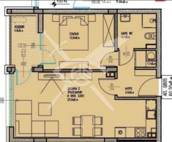 Двустаен апартамент в Бургас, Славейков - 60 кв.м за 1234 €/кв.м - Снимка #1