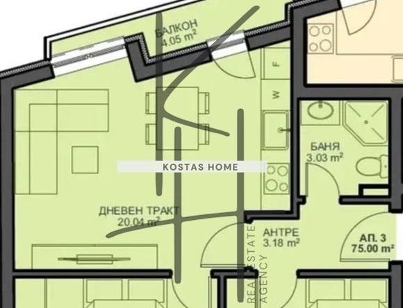 Тристаен апартамент в Варна, Погреби - 75 кв.м за 1767 €/кв.м - Снимка #1