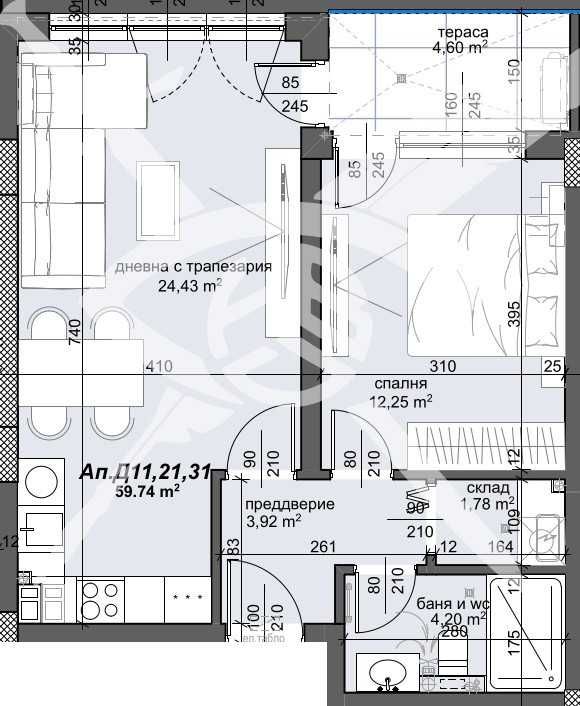 Двустаен апартамент в Пловдив, Тракия - 70 кв.м за 1403 €/кв.м - Снимка #1