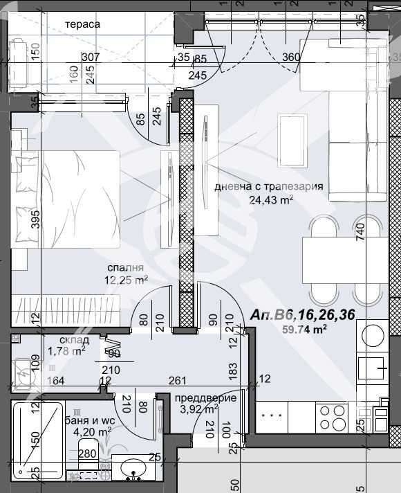 Двустаен апартамент в Пловдив, Тракия - 71 кв.м за 1392 €/кв.м - Снимка #1