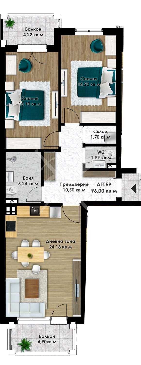 Тристаен апартамент в Пловдив, Остромила - 113 кв.м за 480 €/кв.м - Снимка #1