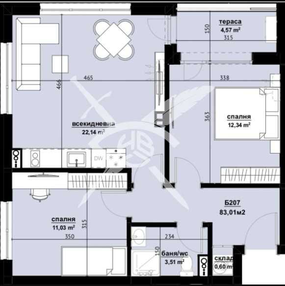 Тристаен апартамент в Бургас, Изгрев - 82 кв.м за 1135 €/кв.м - Снимка #1
