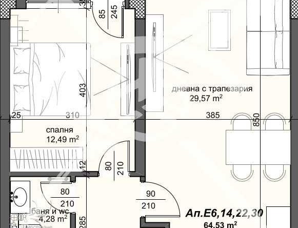 Двустаен апартамент в Пловдив, Тракия - 79 кв.м за 1393 €/кв.м - Снимка #1