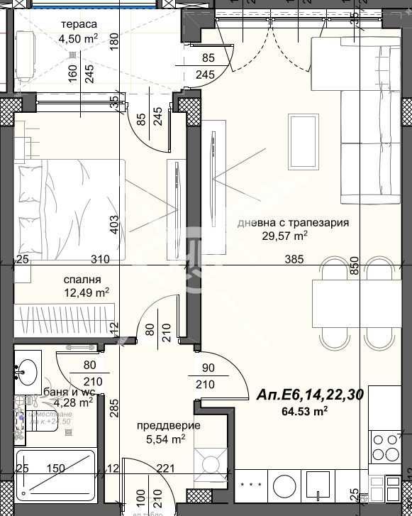 Двустаен апартамент в Пловдив, Тракия - 79 кв.м за 1248 €/кв.м - Снимка #1