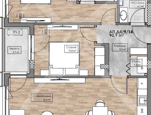 Тристаен апартамент в Пловдив, Кършияка - 102 кв.м за 1087 €/кв.м - Снимка #1
