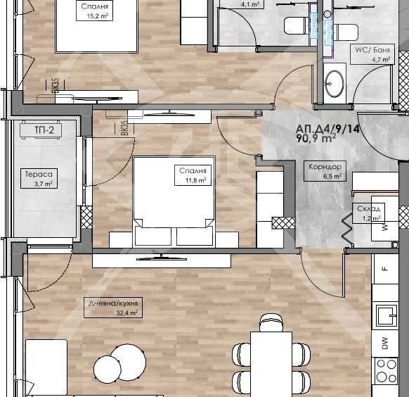 Тристаен апартамент в Пловдив, Кършияка - 102 кв.м за 1087 €/кв.м - Снимка #1
