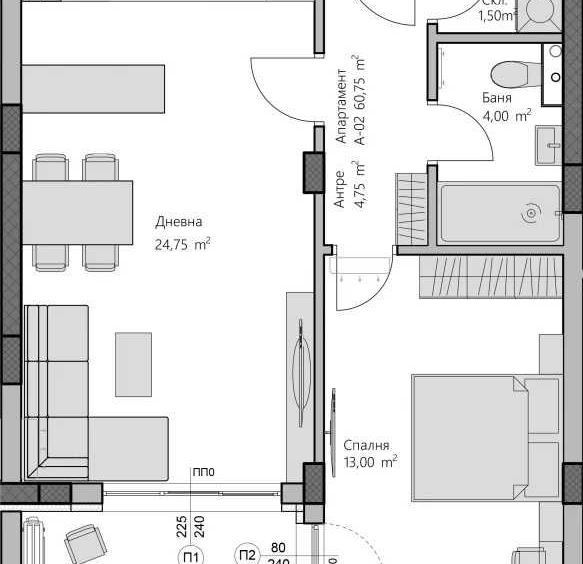 Двустаен апартамент в Пловдив, Христо Смирненски - 72 кв.м за 1468 €/кв.м - Снимка #1