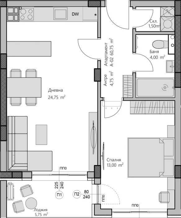 Двустаен апартамент в Пловдив, Христо Смирненски - 72 кв.м за 1468 €/кв.м - Снимка #1