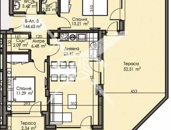 Тристаен апартамент в Бургас, Изгрев - 144 кв.м за 1206 €/кв.м - Снимка #1