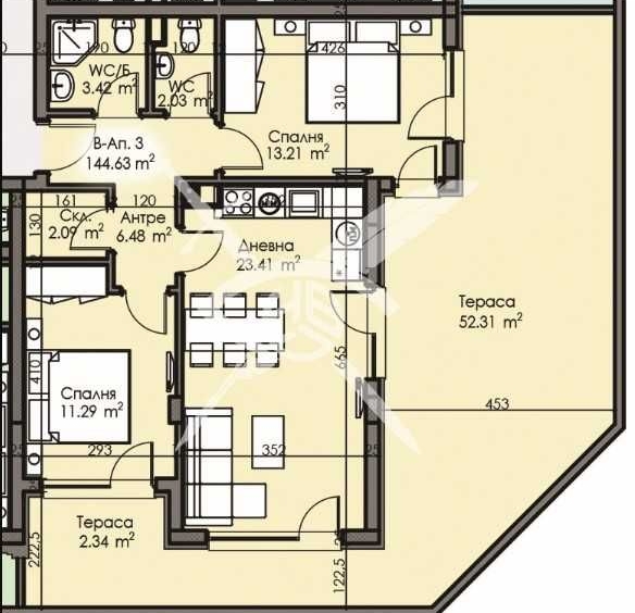 Тристаен апартамент в Бургас, Изгрев - 144 кв.м за 1206 €/кв.м - Снимка #1