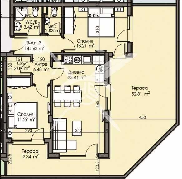 Тристаен апартамент в Бургас, Изгрев - 144 кв.м за 1206 €/кв.м - Снимка #1