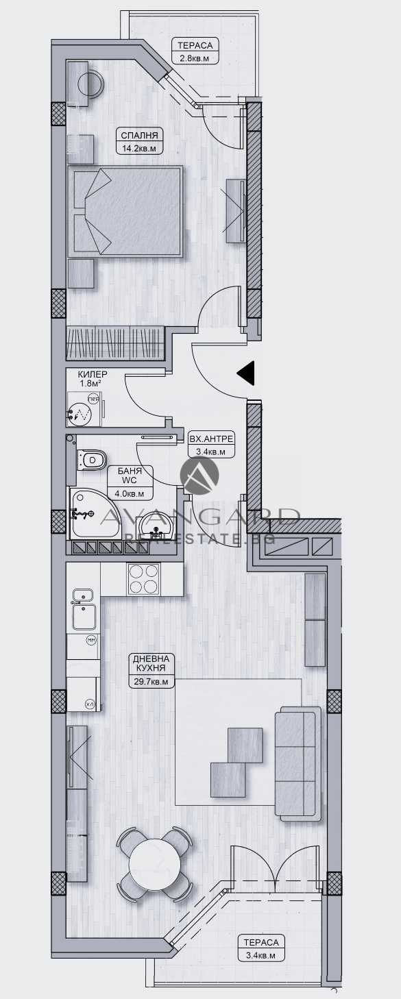 Двустаен апартамент в Пловдив, Кършияка - 78 кв.м за 1356 €/кв.м - Снимка #1