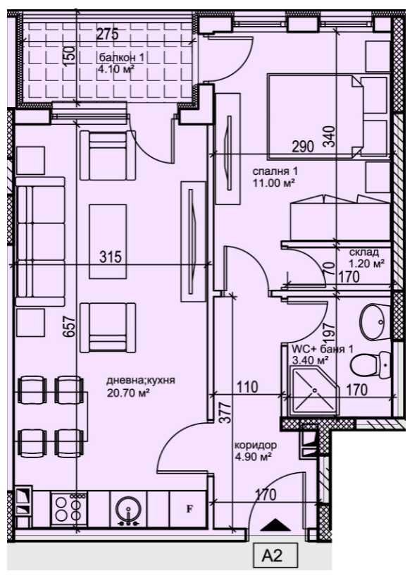 Двустаен апартамент в Пловдив, Кършияка - 62 кв.м за 1315 €/кв.м - Снимка #1