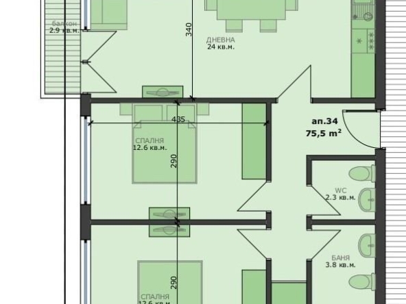 Тристаен апартамент в Варна, Христо Ботев - 89 кв.м за 757 €/кв.м - Снимка #1
