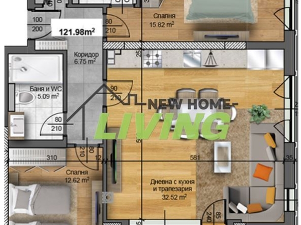 Тристаен апартамент в Пловдив, Христо Смирненски - 122 кв.м за 1550 €/кв.м - Снимка #1