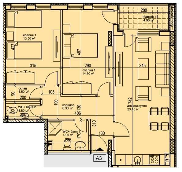 Тристаен апартамент в Пловдив, Кършияка - 99 кв.м за 1312 €/кв.м - Снимка #1