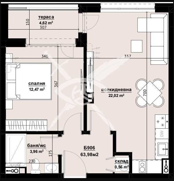 Двустаен апартамент в Бургас, Изгрев - 63 кв.м за 1080 €/кв.м - Снимка #1