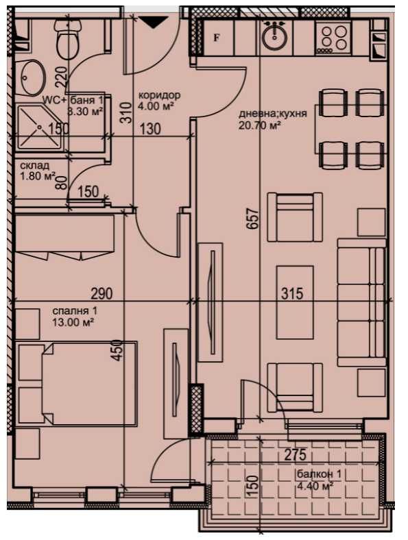 Двустаен апартамент в Пловдив, Кършияка - 63 кв.м за 1008 €/кв.м - Снимка #1