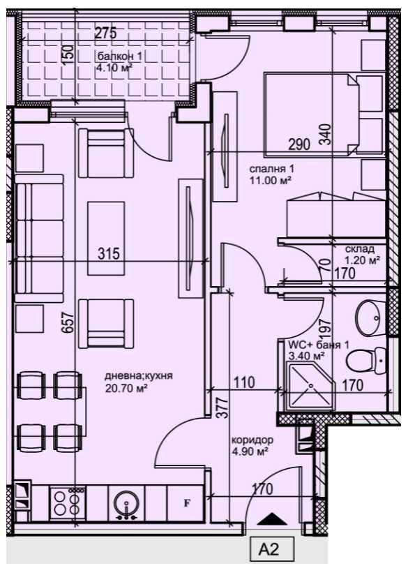 Двустаен апартамент в Пловдив, Кършияка - 62 кв.м за 1313 €/кв.м - Снимка #1