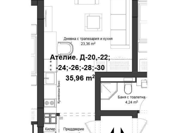 Едностаен апартамент в Пловдив, Гагарин - 43 кв.м за 990 €/кв.м - Снимка #1