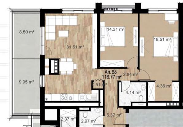 Тристаен апартамент в София, Зона Б-5 - 141 кв.м за 2057 €/кв.м - Снимка #1