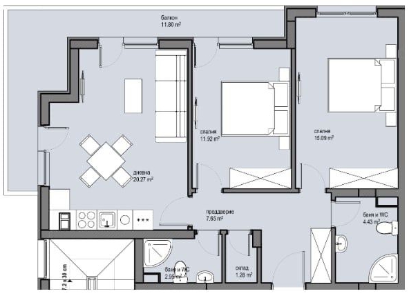 Тристаен апартамент в София, Красна поляна 1 - 111 кв.м за 1226 €/кв.м - Снимка #1