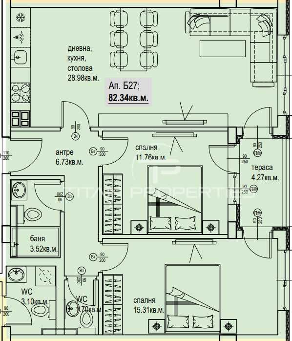 Тристаен апартамент в Пловдив, Кършияка - 95 кв.м за 1151 €/кв.м - Снимка #1