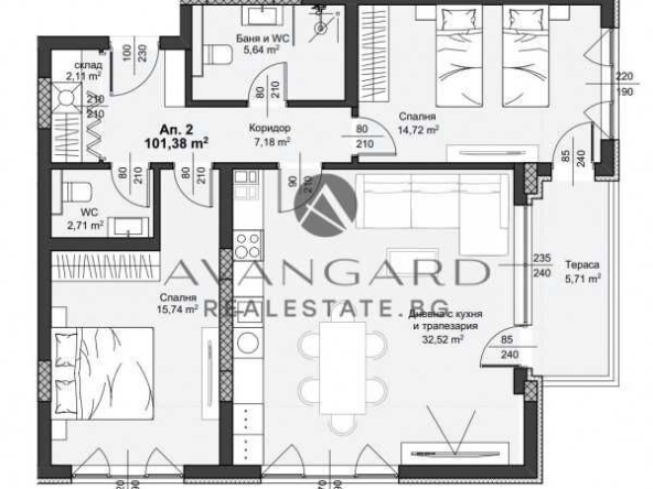 Тристаен апартамент в Пловдив, Христо Смирненски - 118 кв.м за 1250 €/кв.м - Снимка #1