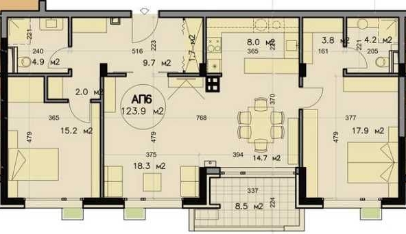 Тристаен апартамент в София, Горна баня - 138 кв.м за 1123 €/кв.м - Снимка #1