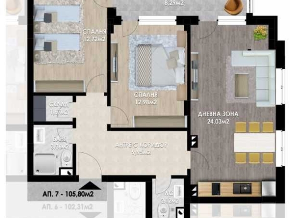 Тристаен апартамент в Пловдив, Остромила - 105 кв.м за 857 €/кв.м - Снимка #1