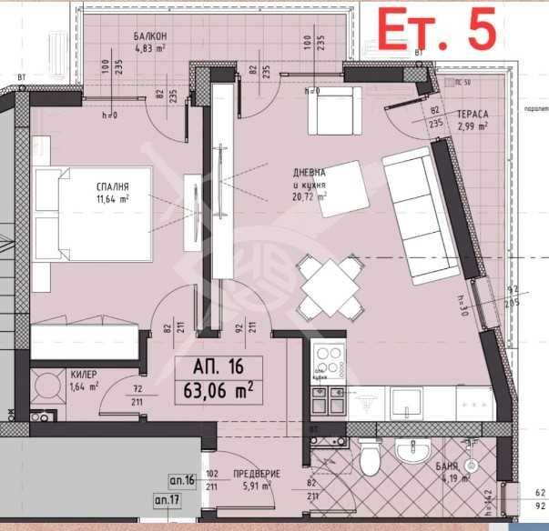 Двустаен апартамент в Пловдив, Христо Смирненски - 74 кв.м за 511 €/кв.м - Снимка #1