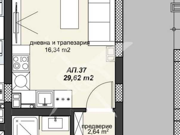 Едностаен апартамент в Пловдив, Христо Смирненски - 36 кв.м за 1534 €/кв.м - Снимка #1