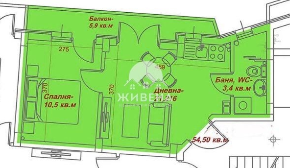 Двустаен апартамент в Варна, Погреби - 54 кв.м за 1413 €/кв.м - Снимка #1