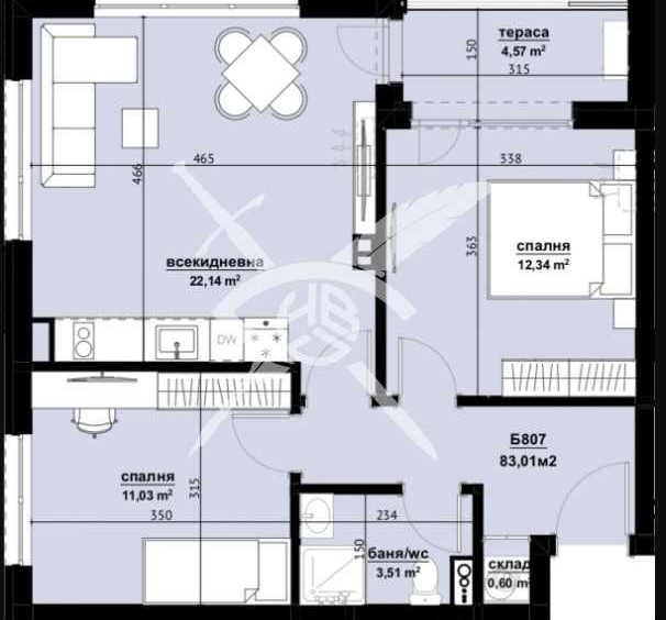 Тристаен апартамент в Бургас, Изгрев - 83 кв.м за 1157 €/кв.м - Снимка #1